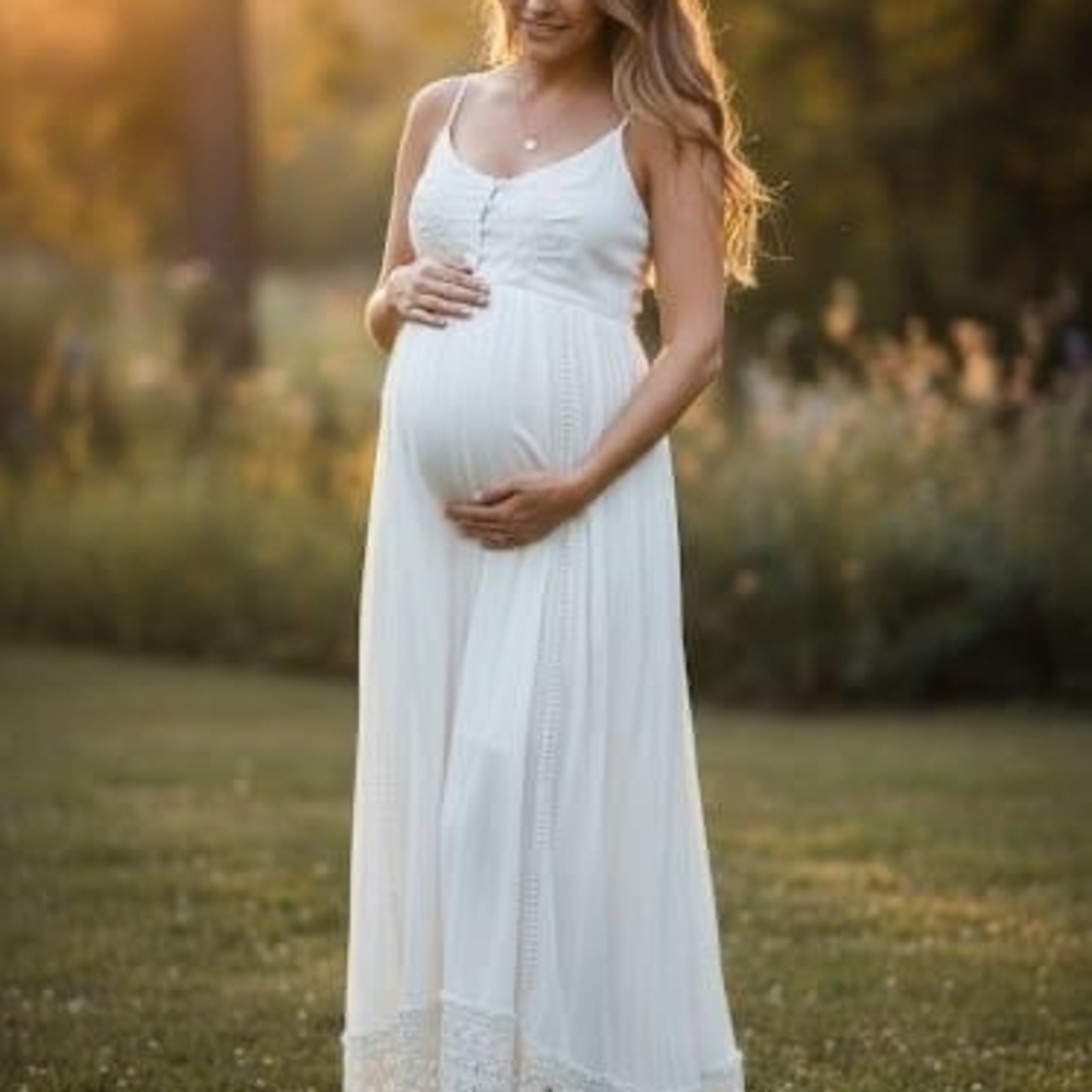 Motherhood Maternity Elegant Cream Maxi Dress